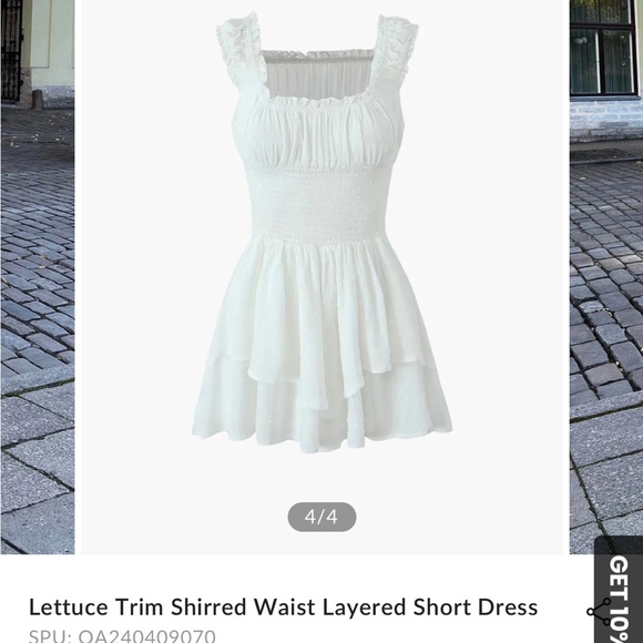 White linen dress / built in skort - size M (no tag) - Picture 2 of 5